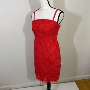 New York & Company Red Ruched Mini Sundress
